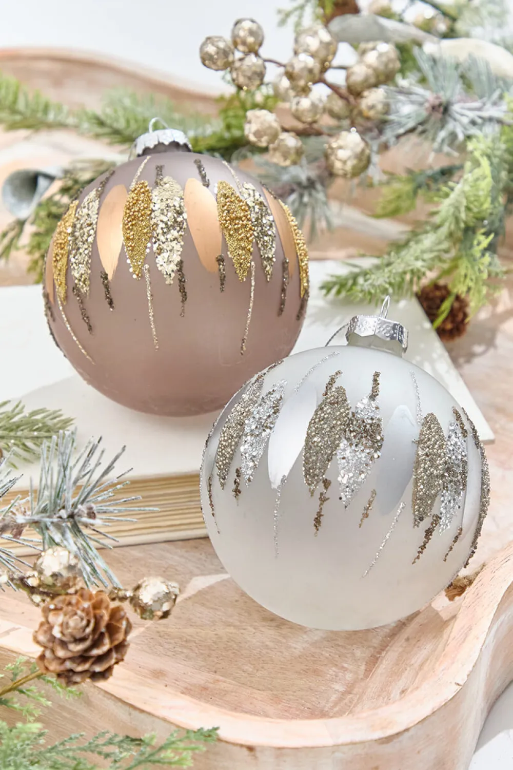 Decorator's Warehouse 5" Glitter Cascade Glass Ball Ornament > Christmas Decor|Christmas Ornaments