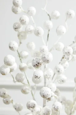 Decorator's Warehouse 29” Glitter Crabapple Spray - White > White Christmas|Sugar & Spice