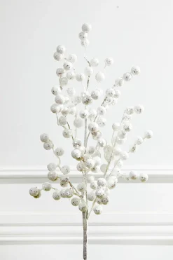 Decorator's Warehouse 29” Glitter Crabapple Spray - White > White Christmas|Sugar & Spice