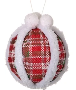 Decorator's Warehouse 5” Glitter Fur Edge Plaid Ball Ornament > Christmas Sale|Christmas Decor