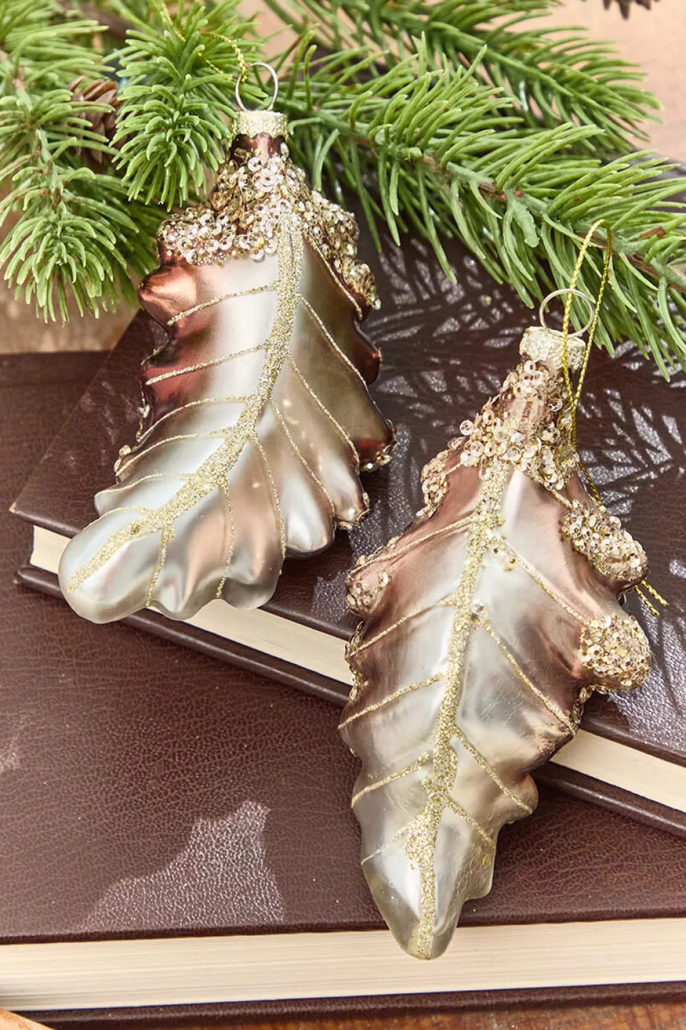 Decorator's Warehouse 5" - 6" Glitter Glass Feather Ornament > Christmas Decor|Christmas Ornaments