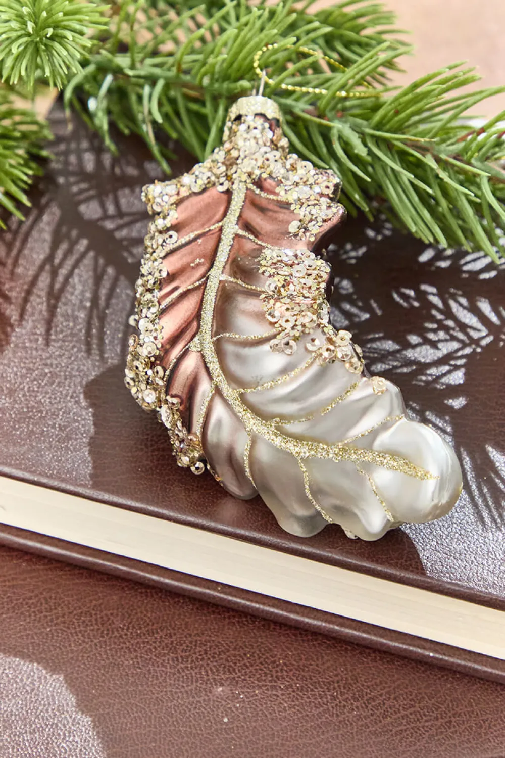 Decorator's Warehouse 5" - 6" Glitter Glass Feather Ornament > Christmas Decor|Christmas Ornaments