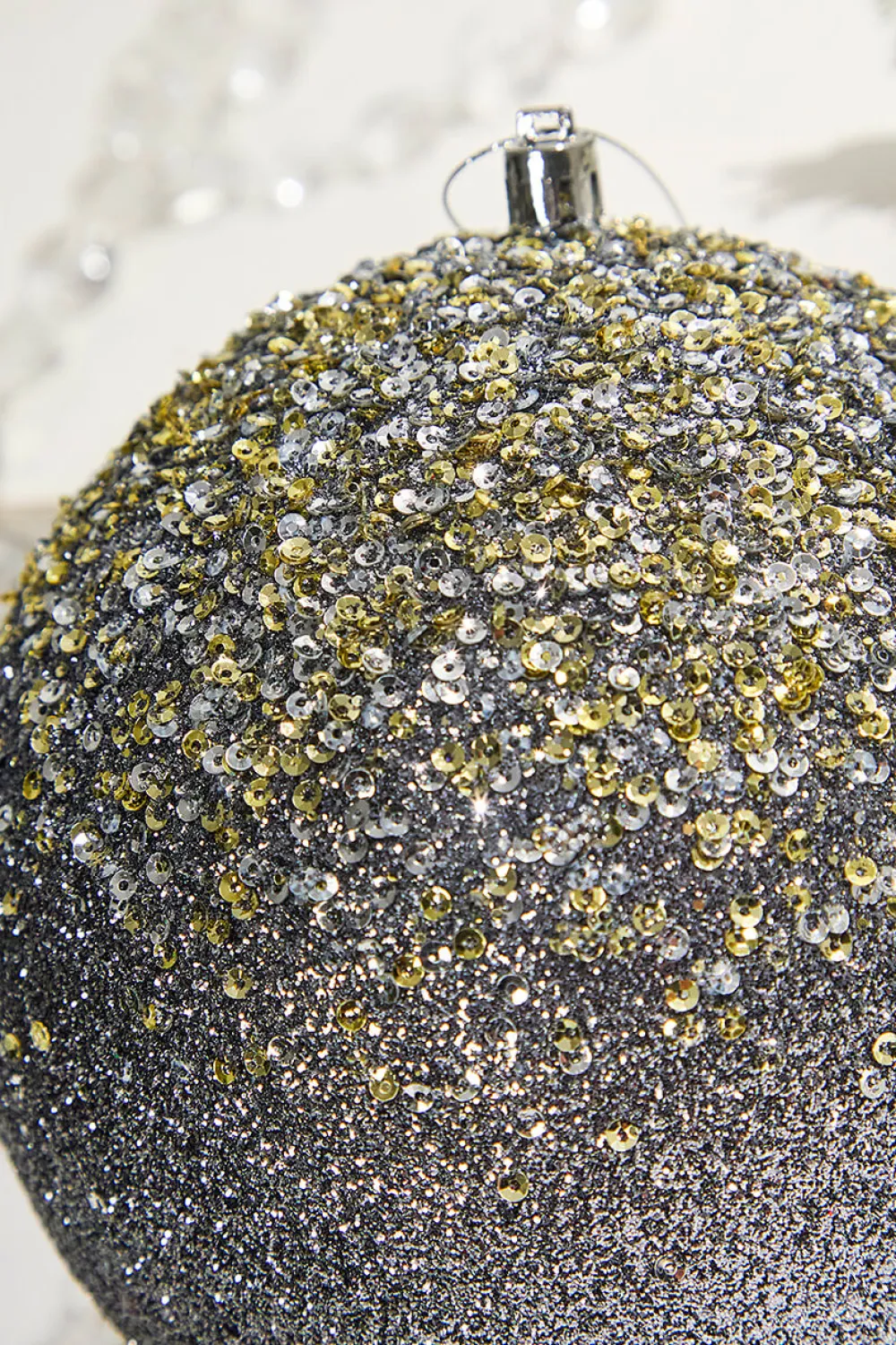 Decorator's Warehouse 6" Glitter Hanger Ball - Charcoal > Christmas Decor|Natural Elegance
