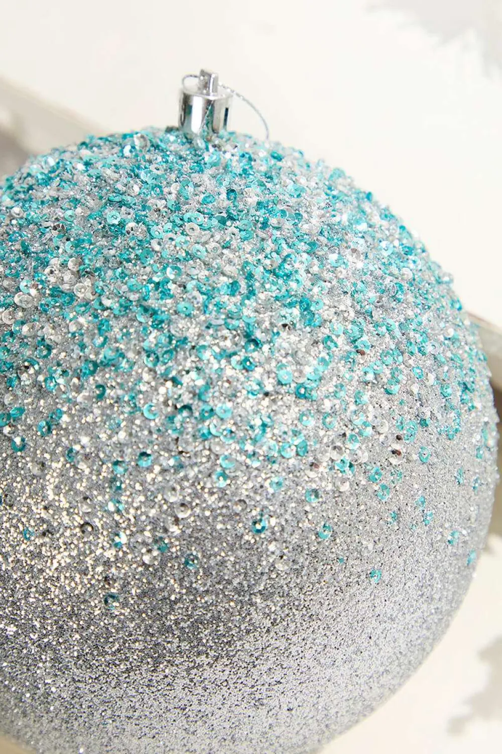 Decorator's Warehouse 6" Glitter Hanger Ball - Silver > Christmas Ornaments|Blue Christmas