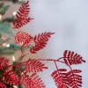 Decorator's Warehouse 35” Glitter Lacy Fern Leaf Spray Red > Nutcracker|Classic Christmas