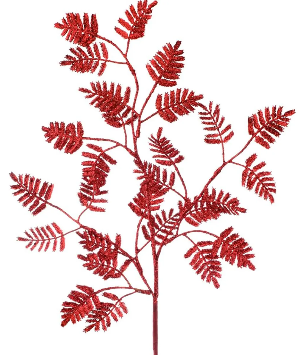 Decorator's Warehouse 35” Glitter Lacy Fern Leaf Spray Red > Nutcracker|Classic Christmas