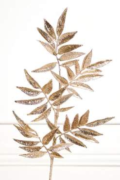 Decorator's Warehouse 31.5" Glitter Leaf Spray - Champagne > Christmas Sprays|Christmas Decor