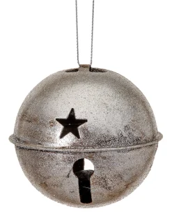 Decorator's Warehouse 3.5" Glitter Metal Antique Bell Ornament - Silver > Christmas Ornaments|Winter Woodland