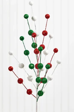 Decorator's Warehouse 32" Glitter/Mica Ball Spray - Red/Green/White > Christmas Decor|Christmas Sprays