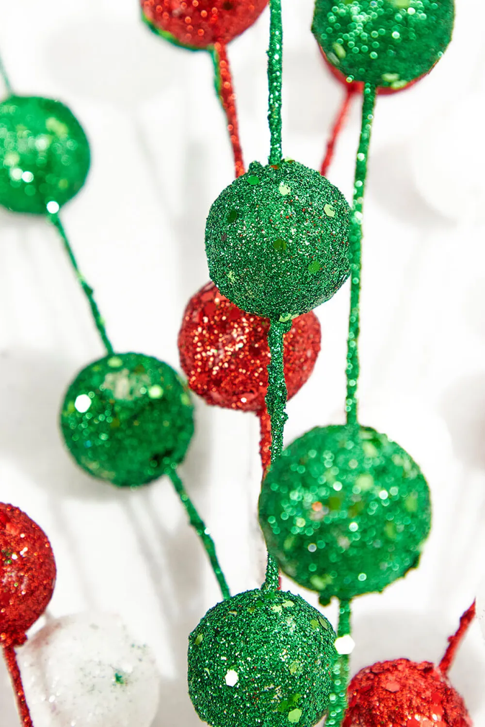 Decorator's Warehouse 32" Glitter/Mica Ball Spray - Red/Green/White > Christmas Decor|Christmas Sprays