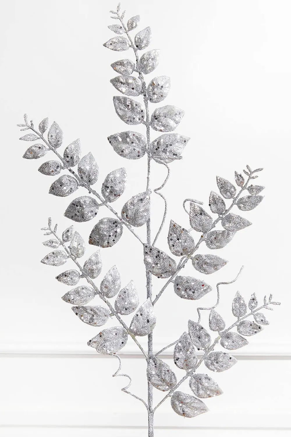 Decorator's Warehouse 35” Glitter/Mica Later Fern Spray Silver > White Christmas|Christmas Sprays