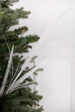 Decorator's Warehouse 34” Glitter Mica Triple Spike Grass Spray - White > White Christmas|Christmas Sprays