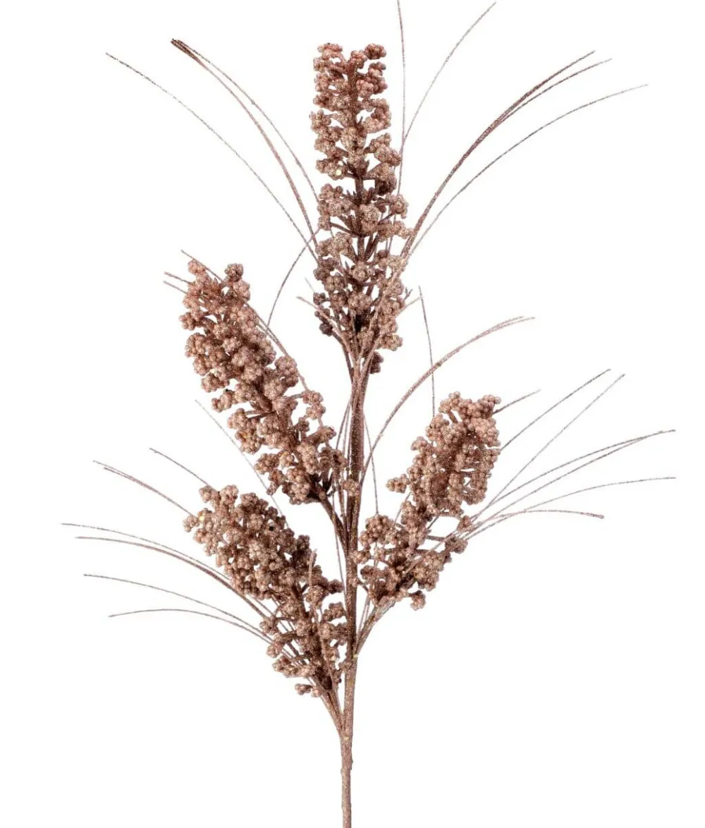 Decorator's Warehouse 27” Glitter Mini Berry Grass Christmas Sprays - Champagne > Gold & Champagne|Natural Elegance