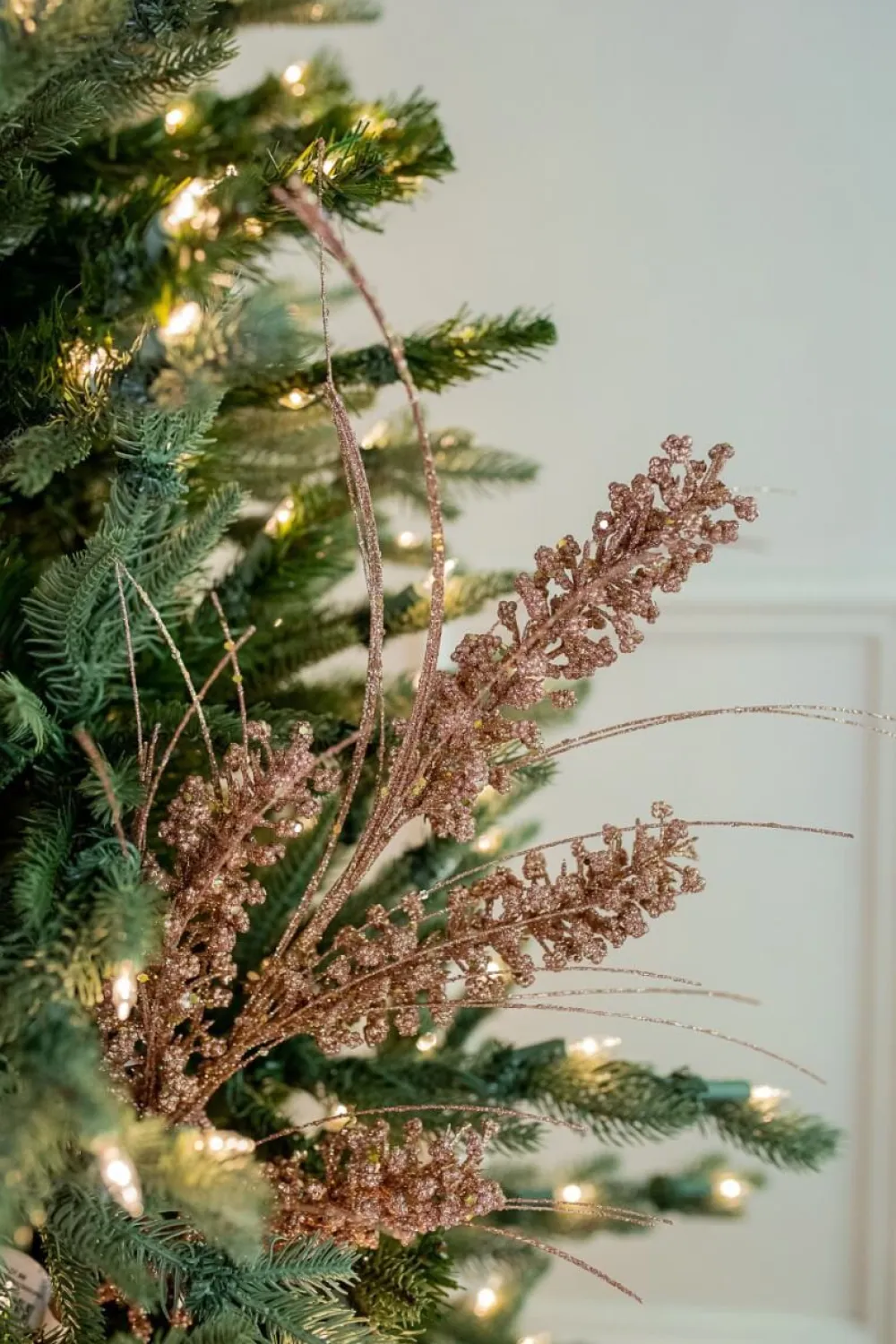 Decorator's Warehouse 27” Glitter Mini Berry Grass Christmas Sprays - Champagne > Gold & Champagne|Natural Elegance