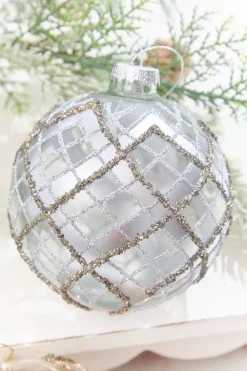 Decorator's Warehouse 5" Glitter Patterned Glass Ornament > Christmas Decor|Christmas Ornaments