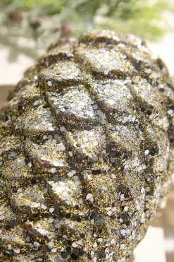 Decorator's Warehouse 9" Glitter Pinecone with Hanger - Charcoal > Christmas Decor|Natural Elegance