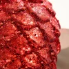 Decorator's Warehouse 9" Glitter Pinecone with Hanger - Red > Christmas Decor|Red & Silver