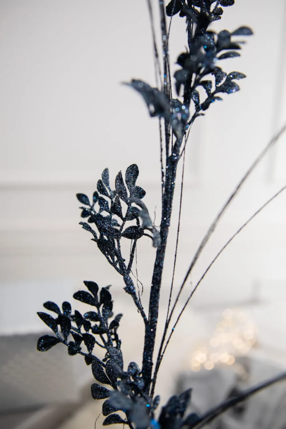 Decorator's Warehouse 27” Glitter/Sequin Boxwood Grass Christmas Sprays - Midnight Blue > Blue Christmas|Nutcracker