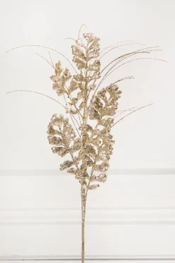 Decorator's Warehouse 29" Glitter/Sequin Forest Fern Spray - Champagne > Sugar & Spice|Christmas Sprays