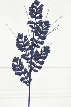 Decorator's Warehouse 29" Glitter/Sequin Forest Fern Spray - Midnight Blue > Blue Christmas|Nutcracker