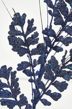 Decorator's Warehouse 29" Glitter/Sequin Forest Fern Spray - Midnight Blue > Blue Christmas|Nutcracker