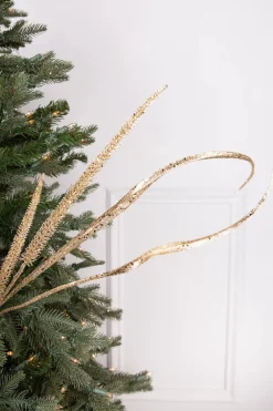Decorator's Warehouse 39” Glitter Sequin Grass Blossom Spray - Champagne > Gold & Champagne|Natural Elegance
