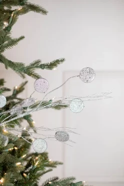 Decorator's Warehouse 33” Glitter Silver Dollar/Twig Spray Silver > White Christmas|Christmas Decor