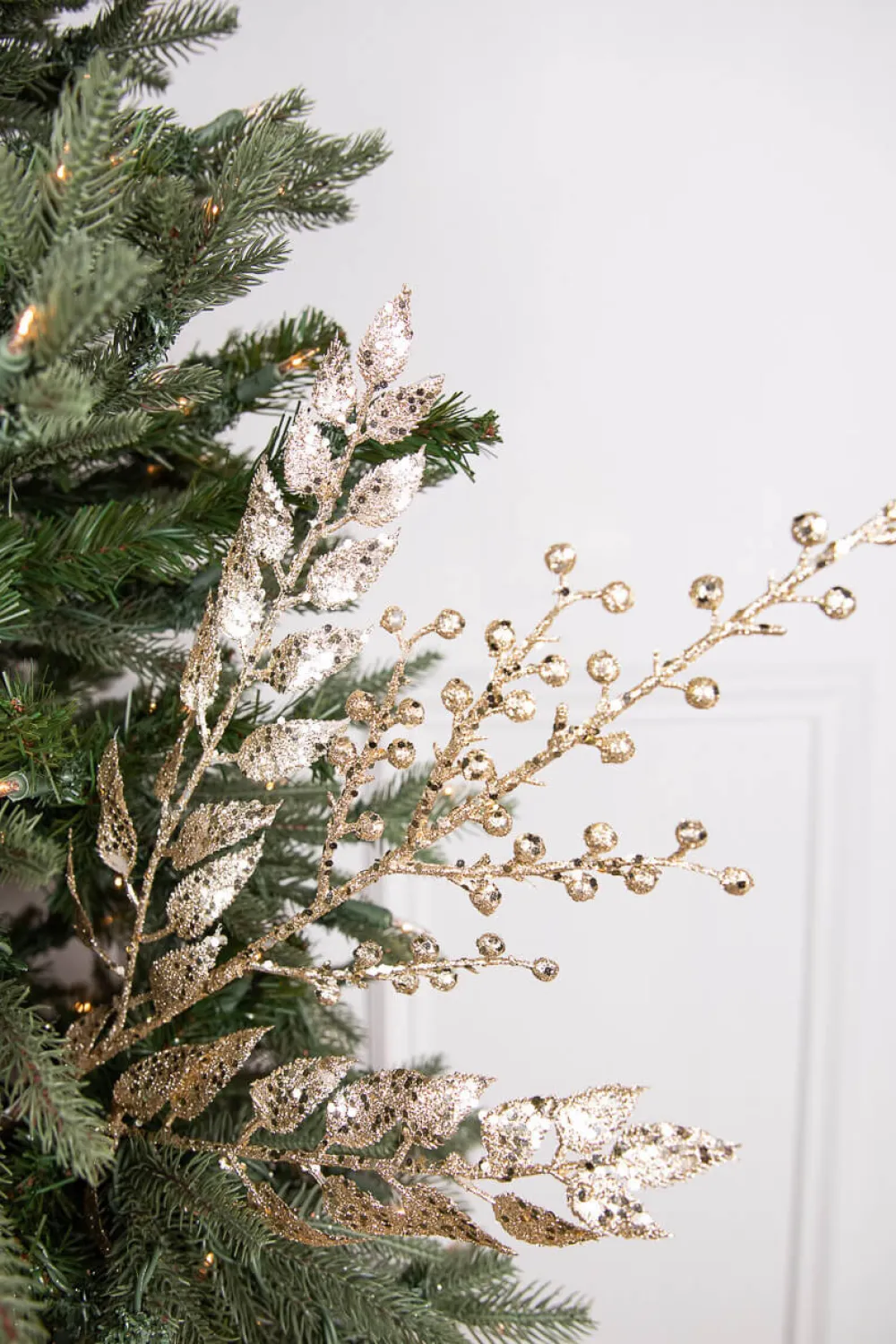 Decorator's Warehouse 29” Glitter Smilax Berry Spray - Champagne > Christmas Sprays|Christmas Decor