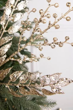 Decorator's Warehouse 29” Glitter Smilax Berry Spray - Champagne > Christmas Sprays|Christmas Decor
