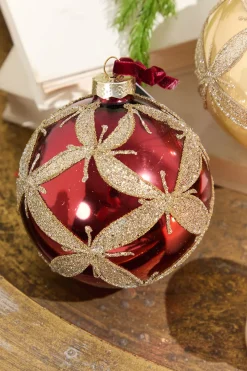 Decorator's Warehouse 4” & Burgundy Ball Glass Ornament > Christmas Decor|Christmas Ornaments