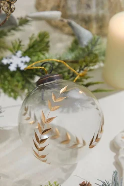 Decorator's Warehouse 4" Golden Etched Laurel Glass Ornament > Christmas Decor|Merry & Bright
