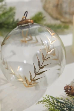 Decorator's Warehouse 5" Golden Etched Laurel Glass Ornament > Christmas Decor|Natural Elegance