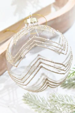 Decorator's Warehouse 5" Gold Glitter Art Deco Glass Ornament > Christmas Decor|Natural Elegance