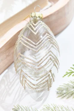 Decorator's Warehouse 5" Gold Glitter Art Deco Glass Ornament > Christmas Decor|Natural Elegance