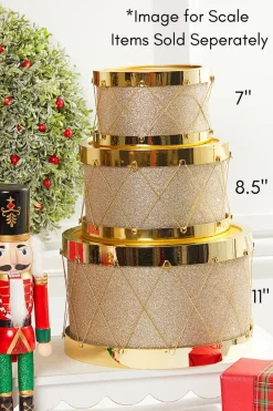Decorator's Warehouse 7" Gold Glitter Drum > Nutcracker|Christmas Accents