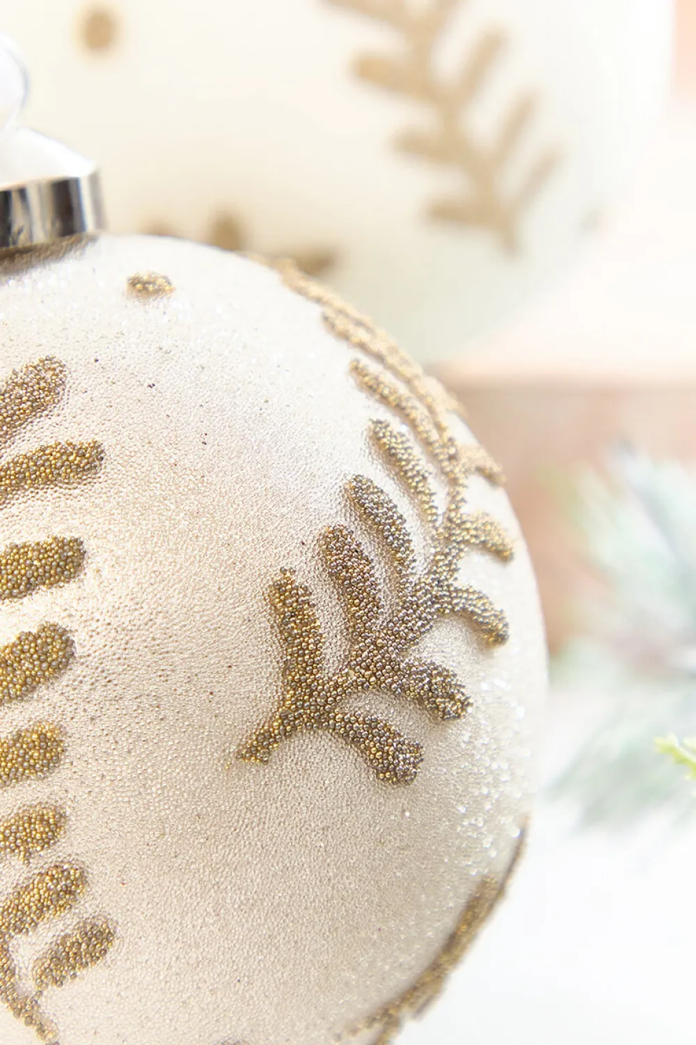 Decorator's Warehouse 5" Gold Glitter Leaf Glass Ornament > Christmas Decor|Natural Elegance