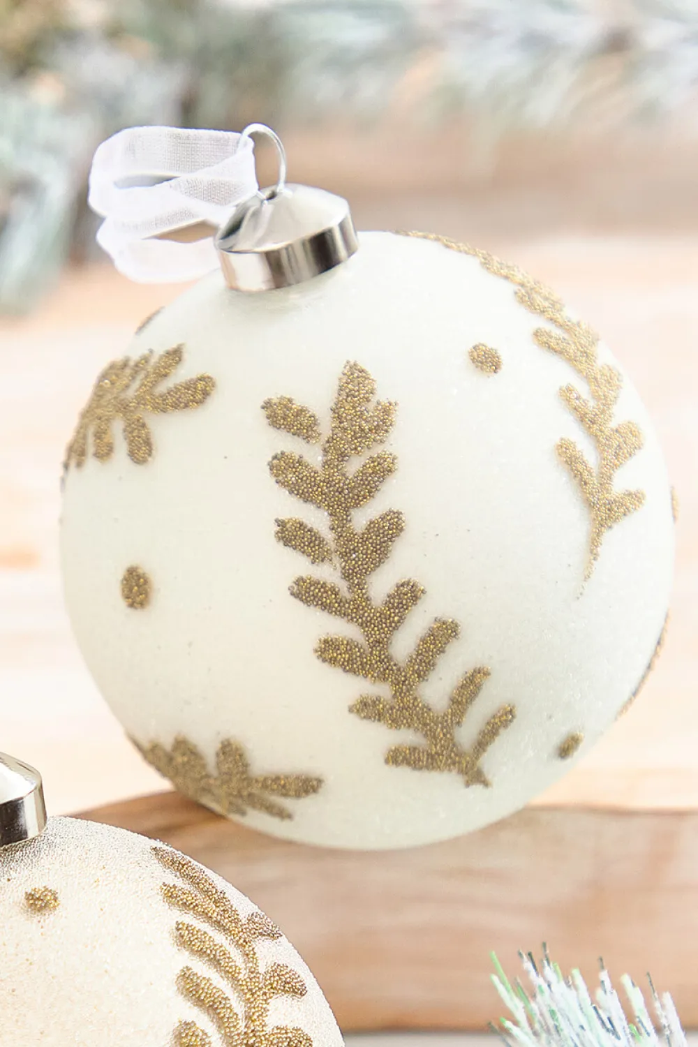 Decorator's Warehouse 5" Gold Glitter Leaf Glass Ornament > Christmas Decor|Natural Elegance