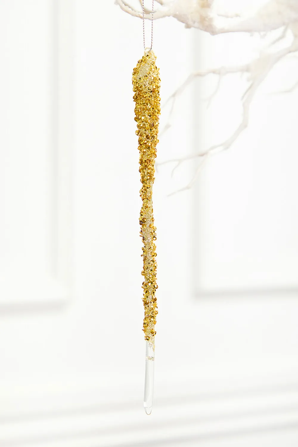 Decorator's Warehouse 10" Gold Icicle Glass Ornament > Christmas Decor|Natural Elegance