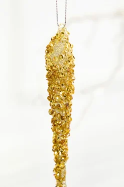 Decorator's Warehouse 10" Gold Icicle Glass Ornament > Christmas Decor|Natural Elegance