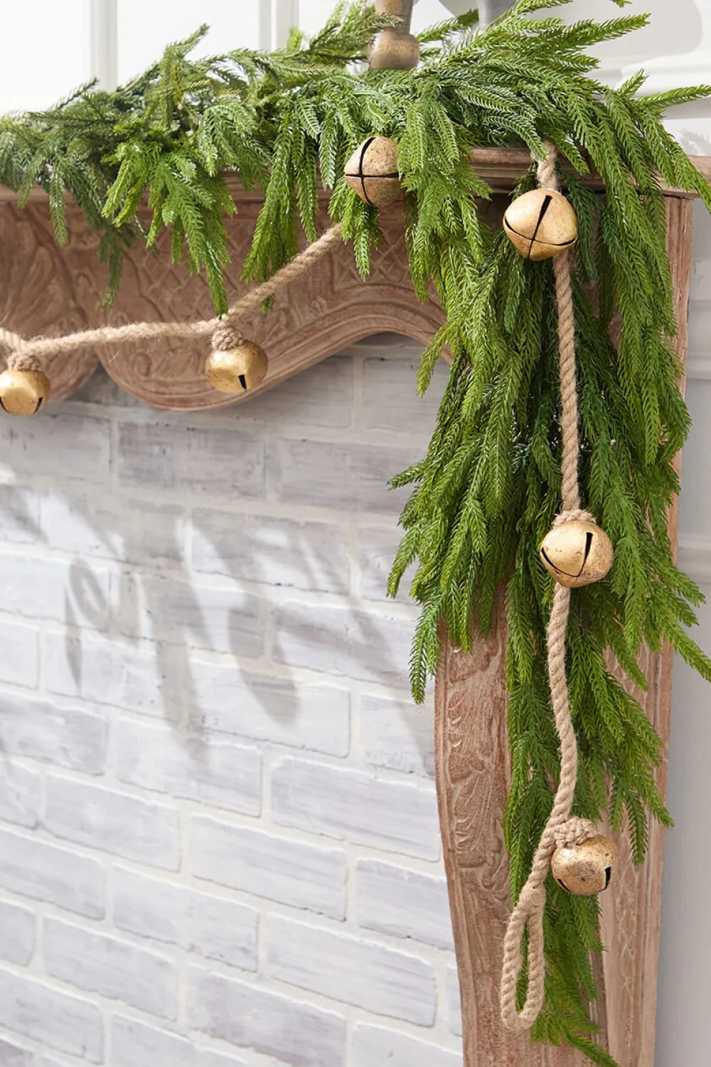 Decorator's Warehouse 72" Gold Iron Jingle Bells & Jute Rope Garland > Christmas Decor|Unlit Garlands