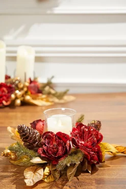 Decorator's Warehouse 14" Gold Peony Laurel Candle Holder > Christmas Sale|Christmas Decor