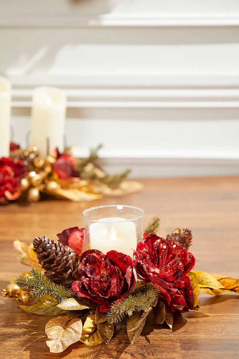 Decorator's Warehouse 14" Gold Peony Laurel Candle Holder > Christmas Sale|Christmas Decor