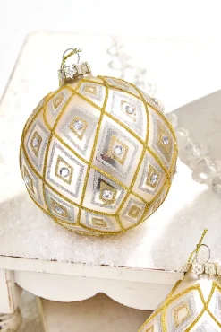 Decorator's Warehouse 4" - 5.5" Gold & Silver Glass Diamond Ornament > Christmas Decor|Natural Elegance