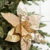Decorator's Warehouse 13" Gold Velvet Glitter Poinsettia Stem > Christmas Decor|Natural Elegance