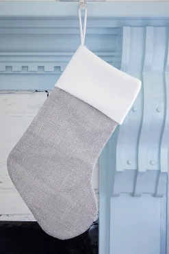 Decorator's Warehouse Gray Stocking with White Quilt Trim > Christmas Textiles|Kristin'S Picks