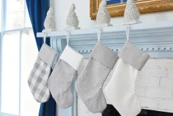 Decorator's Warehouse Gray Stocking with White Quilt Trim > Christmas Textiles|Kristin'S Picks