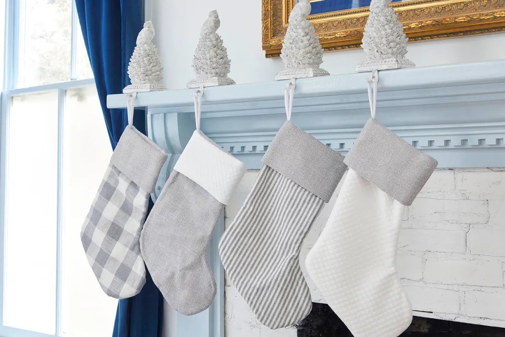 Decorator's Warehouse Gray Stocking with White Quilt Trim > Christmas Textiles|Kristin'S Picks