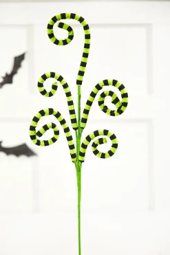 Decorator's Warehouse 26" Green and Black Striped Curly Spray > Halloween|Halloween
