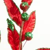 Decorator's Warehouse 24" Green and Red Velvet Glitter Lead Stem > Traditional|Christmas Sprays