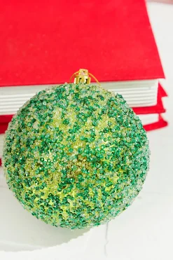 Decorator's Warehouse 4" Green Beaded Metallic Ball Ornament > Christmas Decor|Storyville